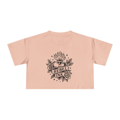 Rebel Ink Women's Crop Tee, Edgy Graphic Tee, Fashionable Summer Top, Casual Statement Shirt, Alternative Style Apparel