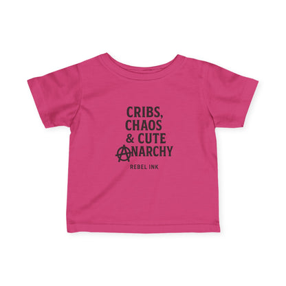 Rebel Infant Tee: Cribs, Chaos & Cute Anarchy, Baby Shower Gift, Toddler Clothing, Punk Style, Cute Baby Outfit, Trendy Baby Gear